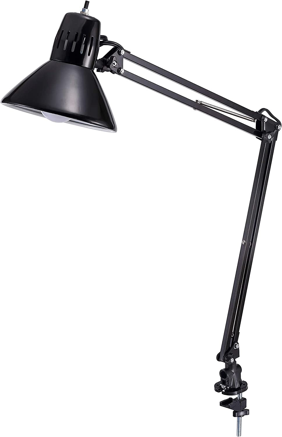 Office VLF100 LED Swing Arm Desk Lamp with Clamp Mount, 36" Reach, Includes LED Bulb,Black