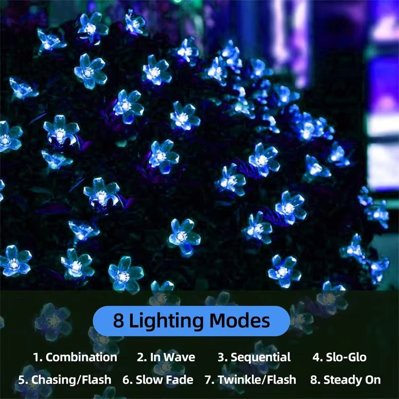 Solar Garden Light Flower Outdoor Solar String Lights Waterproof Fairy Simulation Floral Garlands Lamp Christmas Decoration