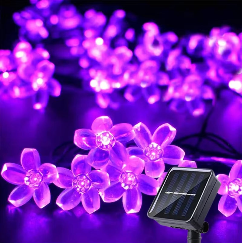 Solar Garden Light Flower Outdoor Solar String Lights Waterproof Fairy Simulation Floral Garlands Lamp Christmas Decoration