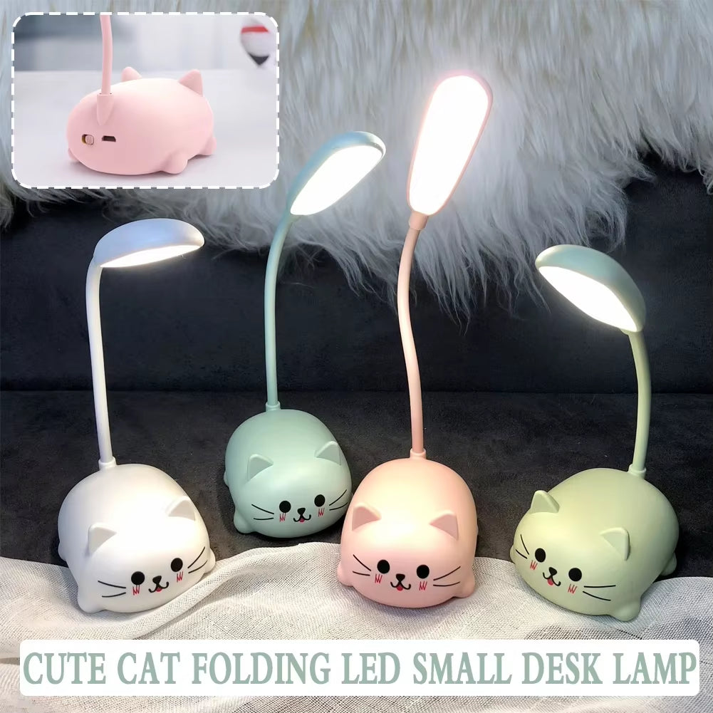 Cute Pet Pig Mini Night Light USB Charging Folding LED Small Table Lamp Student Learning Eye Protection Book Lamps Bedside Decor