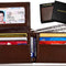 Men'S Genuine Leather RFID Blocking Flip ID Window Bifold Wallet (Brown)