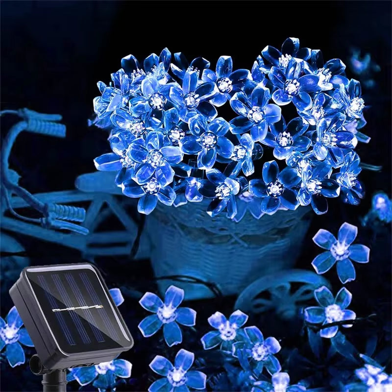 Solar Garden Light Flower Outdoor Solar String Lights Waterproof Fairy Simulation Floral Garlands Lamp Christmas Decoration