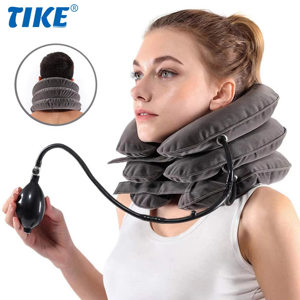 Cervical Neck Traction Device,Relief for Chronic Neck & Shoulder Alignment Pain,Inflatable Neck Stretcher Collar for Home Relief