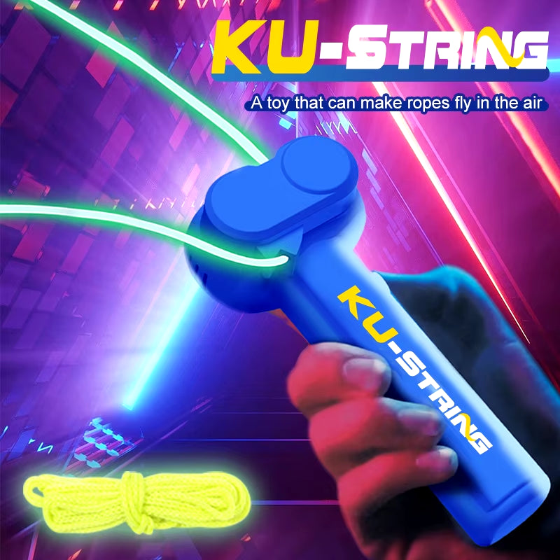 String Rope Glow in the Dark String Rope Launcher Luminous Portable Handheld String Stress Relief Toy for Kids Party Gift