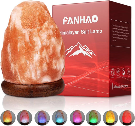 Himalayan Salt Lamp with 8 Colors Changing, 100% Natural Crystal Salt Light Glow Hand Crafted Night Light for Lighting, Decoration and Gift