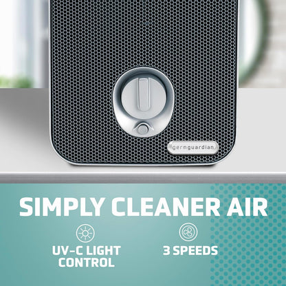 Air Purifier for Home with HEPA Filter, Removes 99.97% of Pollutants, Covers up to 375 Sq. Foot Room in 1 Hr, UV-C Light Helps Reduce Germs, Zero Ozone Verified, 11", Silver, AC4100CA