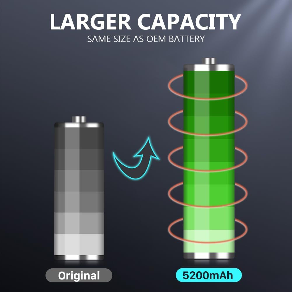 Battery for Galaxy S5, (Upgraded) 5200Mah S5 Battery Li-Polymer Replacement Battery for Samsung Galaxy S5 G900A AT&T, SM-G900V, G900F, G900H, G900R4, I9600, SM-G900P, SM-G900T, S5 Active Battery