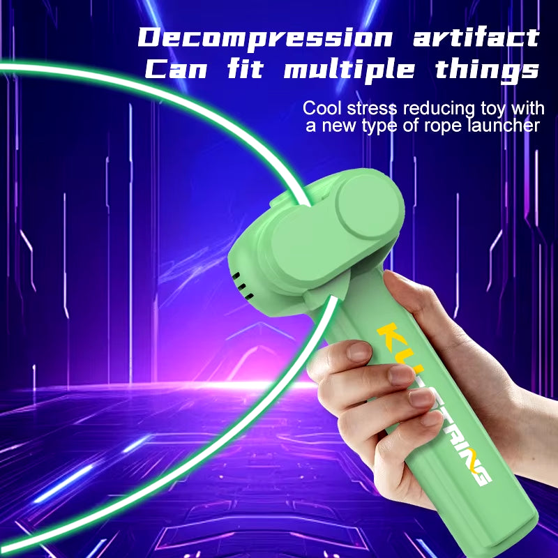 String Rope Glow in the Dark String Rope Launcher Luminous Portable Handheld String Stress Relief Toy for Kids Party Gift