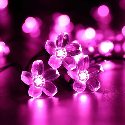 Solar Garden Light Flower Outdoor Solar String Lights Waterproof Fairy Simulation Floral Garlands Lamp Christmas Decoration